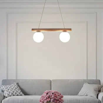 HELam Závěsné světlo Woodstock, písková barva, dřevo/kov, 2 žárovky, - Ø baldachýn 12 cm světlé dřevo, bílá 2 x 15 W - Doprava zdarma