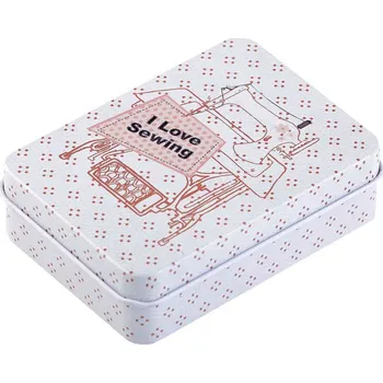 Organizér galanterie Plechová krabička na šití, malé, 4 šedá nejsvětlější