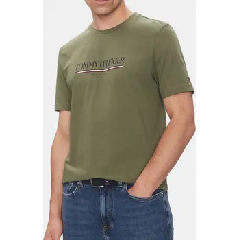 Pánské tričko Pánské zelené triko Tommy Hilfiger - Velikost XL, Barva Zelená M56588 MW0MW40324