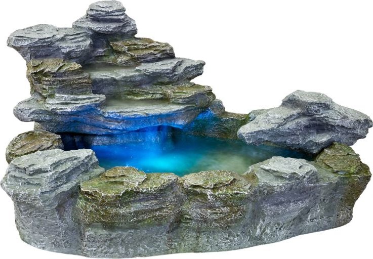 Zahradní kašna s osvětlením 100 x 80 x 60 cm, polyresin