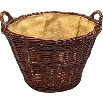 Proutěné koše hospodářské průměr 50 cm s jutou (Proutěný hospodářský koš s jutovou výplní – Ø 50 cm)