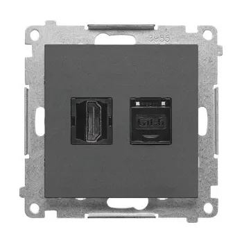 Elektrická zásuvka USB zásuvka do zdi Kontakt-simon šedá