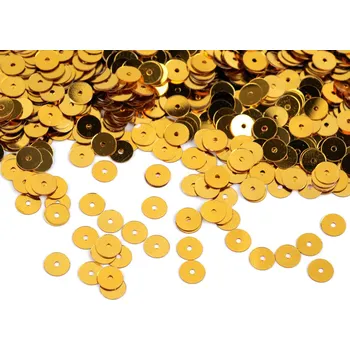 Flitry hladké Ø6 mm s metalickým efektem, střední, A1 zlatá