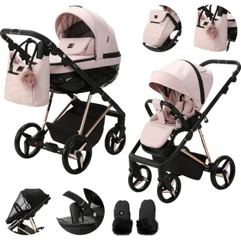 Kočárek ADAMEX Quantum Special Edition Pink/Rosegold Kočárek kombinovaný 2v1 s doplňky