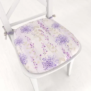 Podsedák Oblý podsedák PML-069 Fialové květy na bílém - 39x37x3 cm