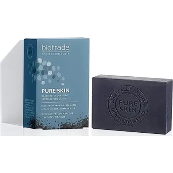 Koupelová kosmetika Detoxikační mýdlo s aktivním uhlím Pure skin Biotrade 100g