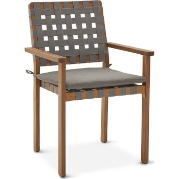 Zahradní nábytek 717841 - Tchibo - Stohovatelná zahradní židle s pásovým výpletem - barva: šedá