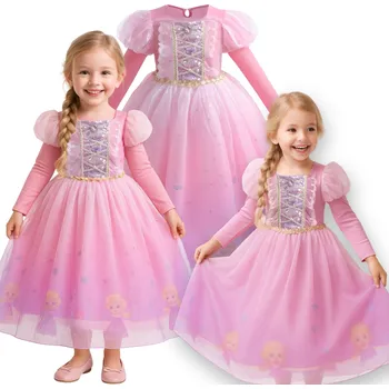 Karnevalový kostým KOSTÝM ŠATY ZLATÝMI VLASY NA KARNEVALOVÝ PLES 110 116 CM