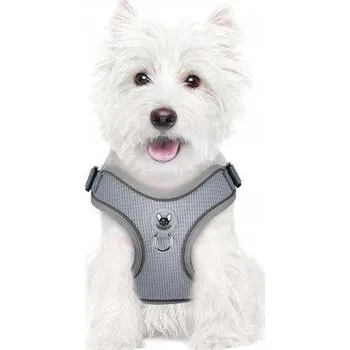 Postroj pro psa Postroj pro psa s vodítkem, vycházkový, reflexní, nastavitelný, měkký, velikost S, šedý