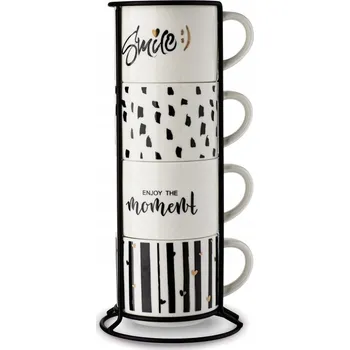 Sada 4 hrnků na stojanu Decor Tadar 300 ml