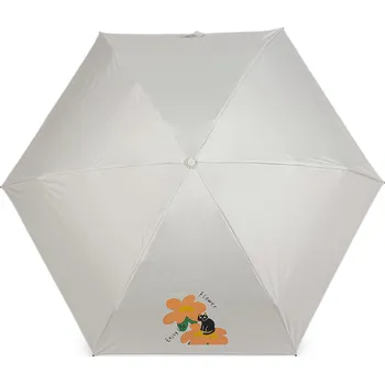 Deštník Dívčí mini skládací deštník květy, střední, 2 šedokrémová