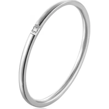 Šperk Šperky4U Minimalistický ocelový prsten zirkon - velikost 57 - OPR1969-57