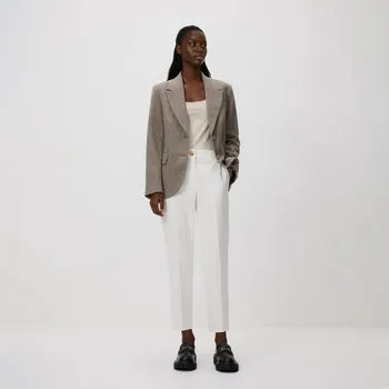 Dámské kalhoty Reserved - Kalhoty s puky z bavlny - bílá - 183IS-00X - 183IS-00X-42