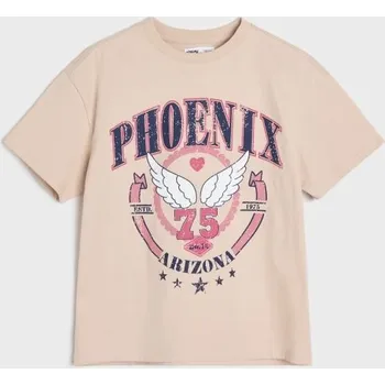 Sinsay - Bavlněné tričko s nápisem Phoenix - béžová - 997KI-80X - 997KI-80X-134