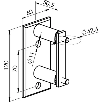 Zábradlí Hahn Steel Boční kotvení sloupku O42,4 mm, AISI 304 - lesk