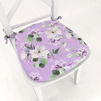 Podsedák Oblý podsedák PML-044 Květy magnolie na fialovém - 39x37x3 cm