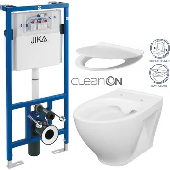 Klozet JIKA předstěnový instalační systém bez tlačítka + WC CERSANIT CLEANON MODUO + SEDÁTKO H895652 X MO1
