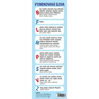 výuková tabulka Vyjmenovaná slova záložka - LUMA