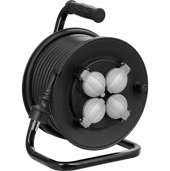 Napájecí kabel Prodlužovací Kabel kabel Lena Lighting na cívce 40 m, 4 ks černý