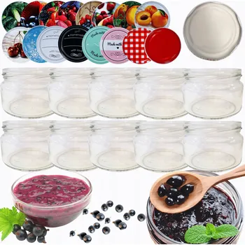 Sklenice Sklenice 250ml na džemy, džemy , koření, dezerty, 10 sad šroubovací víčka 82mm PZH