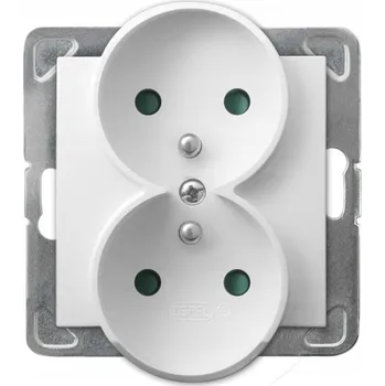 Elektrická zásuvka Ospel Impresja Dvojitá zásuvka s uzemněním a clonkami, bílá GP-2YRZP/m/00