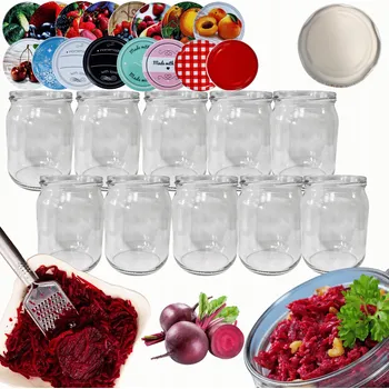 Sklenice Sklenice 540ml na džemy, džemy , pyré, paštiky, 10 sad šroubovací víčka 82mm PZH