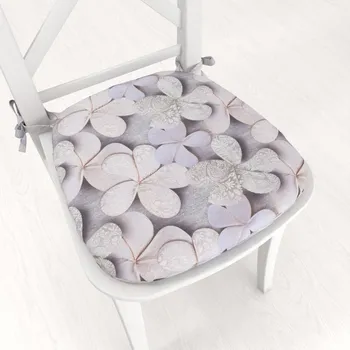 Podsedák Oblý podsedák PML-032 Designové květy na šedém - 39x37x3 cm