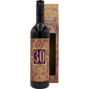 Dárkové červené víno 0,75 l Merlot pro muže k 30. narozeninám