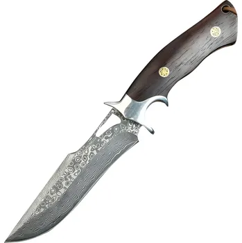 Kuchyňský nůž Damaškový outdoorový nůž VK 39473 Hnědá