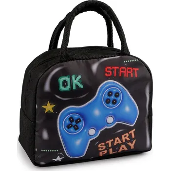 Termotaška skládací svačinová 21x17 cm, střední, 2 černá PlayStation