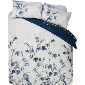 Povlečení Tmavě modré/krémové povlečení na jednolůžko 135x200 cm Kyoto Floral – Catherine Lansfield ID_1900194