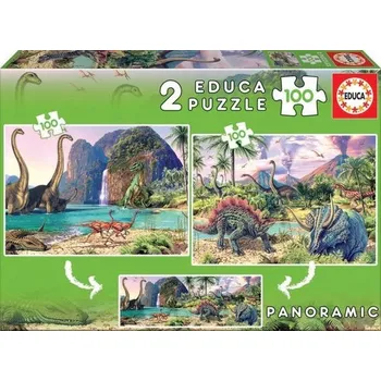 Hračka Puzzle Panorama Dinosauří svět 2x100 dílků