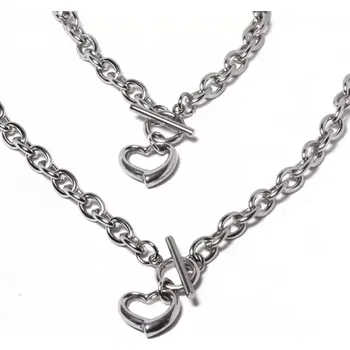 Souprava šperků Sada z chirurgické oceli Náramek + Náhrdelník Srdíčka