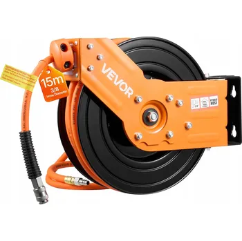 Zavlažování VEVOR Navíjecí buben na pneumatickou hadici 15 m x 3/8", automatické navíjení