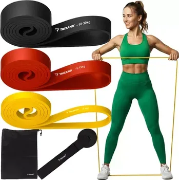 Odporové gumy na fitness 2-30 kg – sada 3 gumy + hák