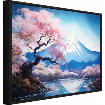 Obraz OBRAZ V ČERNÉM RÁMU NA PLÁTNĚ SOPKA FUDŽI PŘÍRODA OBÝVACÍ POKOJ LOŽNICE 40x30