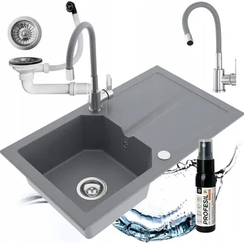 Granitový dřez Jednokomorový granitový dřez Miló Kenzo, šedý