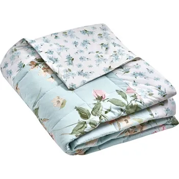 Přehoz na lůžko Modrý prošívaný přehoz 220x230 cm Avebury Floral – Catherine Lansfield ID_1900276