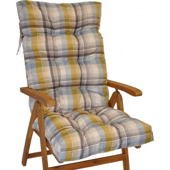 Podsedák Polstr na teakové zahradní křeslo vysoké - látka UNIKO žlutá kostka