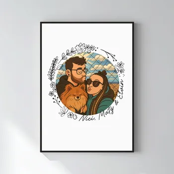 Plakát Personalizovaný magický fotoobraz v rámu - 50x70- květinové ohraničení