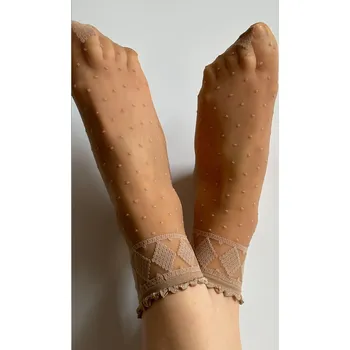 Dámské ponožky Krajkové silonkové ponožky Veneziana Monica Velikost: ONE SIZE, Barva: vanilková