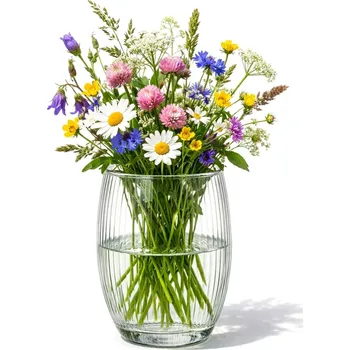 Váza Skleněná váza s žebrováním – Ø 14 × 19,8 cm | Gastrokitchen