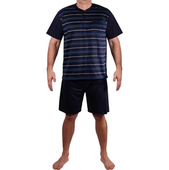 Pánské pyžamo Antonín pánské bavlněné pyžamo krátké 4XL tmavě modrá