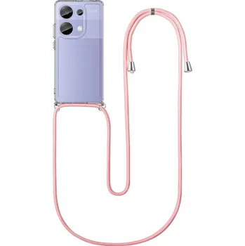 Pouzdro na mobilní telefon Kryt Xiaomi Redmi Note 13 Pro s růžovou šňůrkou průhledný (obal neboli pouzdro na Xiaomi Redmi Note 13 Pro)