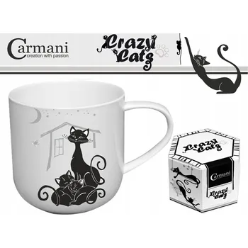 Hrnek Carmani Crazy Cats Černo-bílý porcelán 450 ml