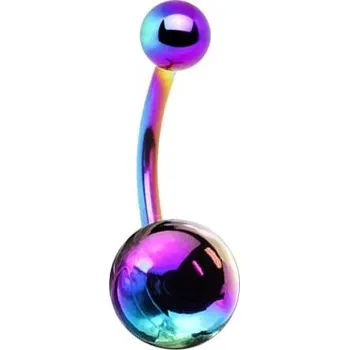 Piercing Titanový duhový piercing do pupíku 1,6/12/5/8