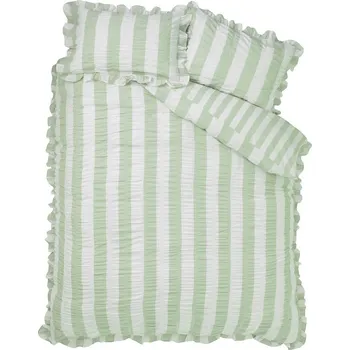 Povlečení Zelené povlečení na jednolůžko 135x200 cm Seersucker Frill Stripe – Catherine Lansfield ID_1900068