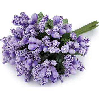 umělá květina Květinové pestíky na drátku / vývazek, malé, 15 fialová lila