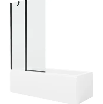 Vanová zástěna MEXEN/S - Cubik obdélníková vana 170 x 70 cm s panelem + vanová zástěna 100, transparent, černá 550317070X9410117000