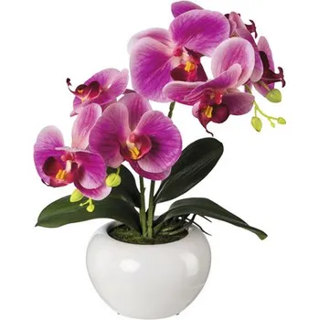 umělá květina Umělá květina orchidej phalaenopsis 35 cm fuchciová v keramickém květináči Real Touch